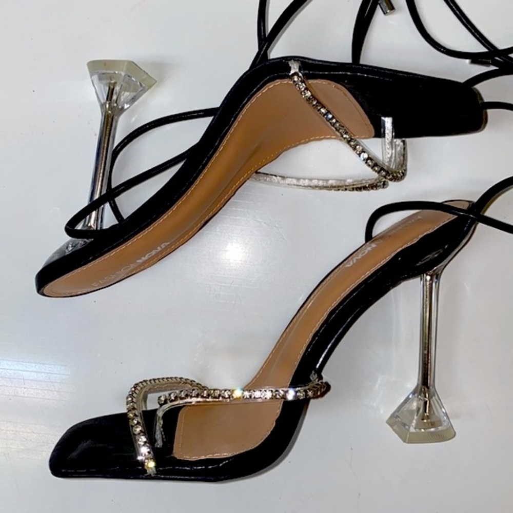 Fashion Nova Jeweled Wrap-Up Heels